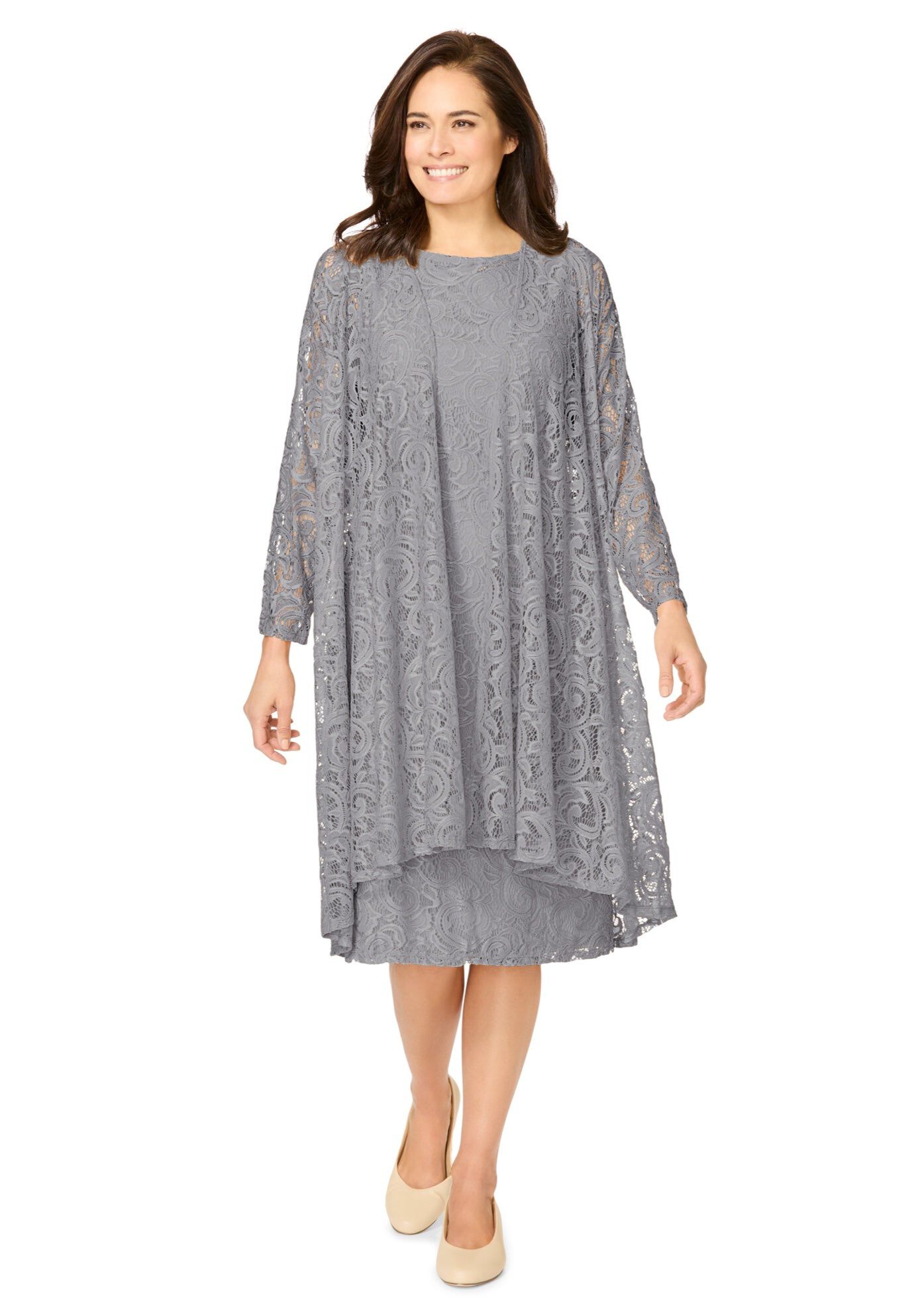 2 piece Lace Jacket Dress, GREY, hi-res image number 0