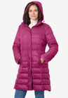 Long Packable Puffer Jacket, RASPBERRY, hi-res image number null