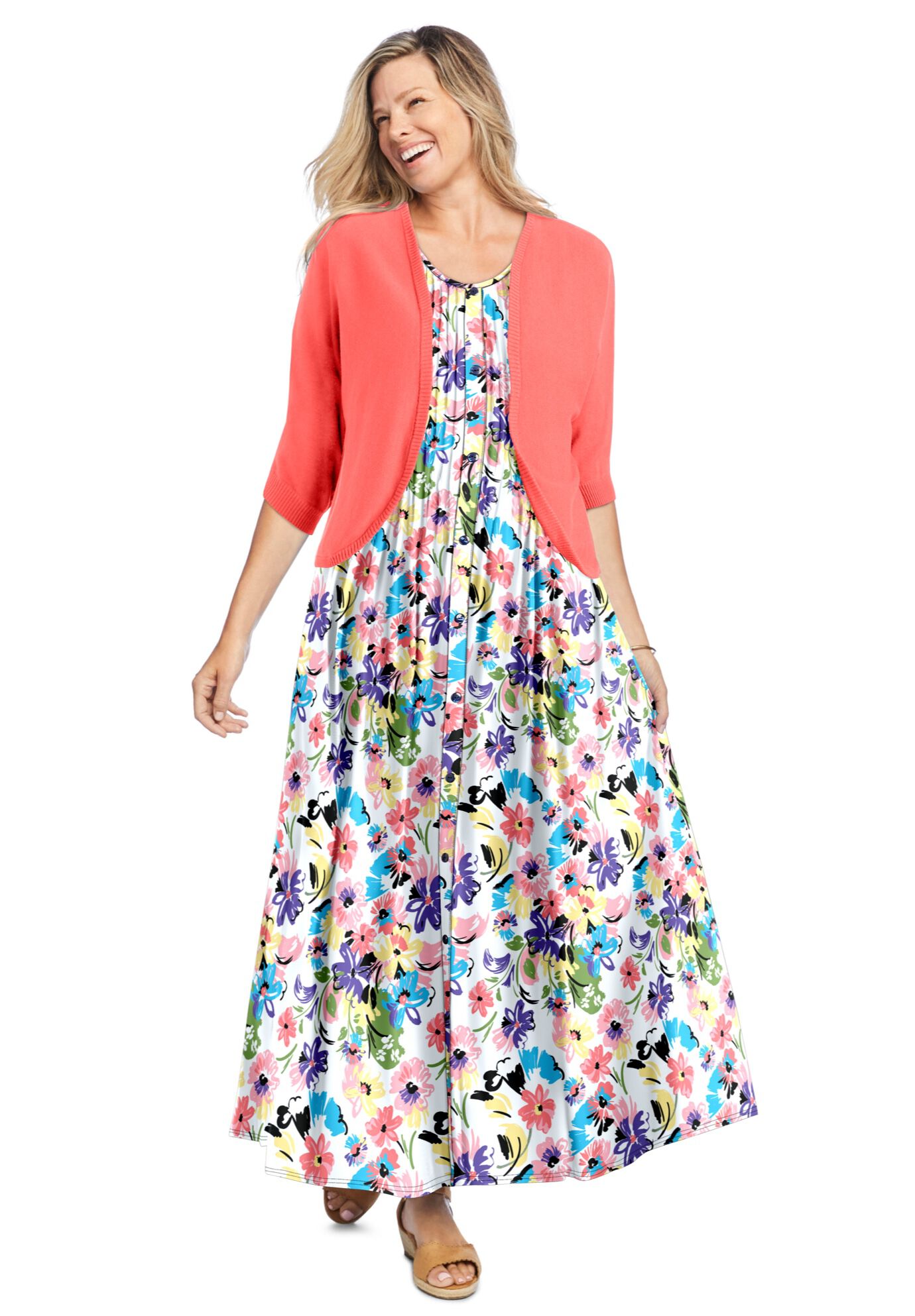 Pintucked Sleeveless Dress, , alternate image number 3