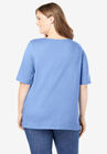 Perfect Elbow-Sleeve Square-Neck Tee, , on-hover image number null