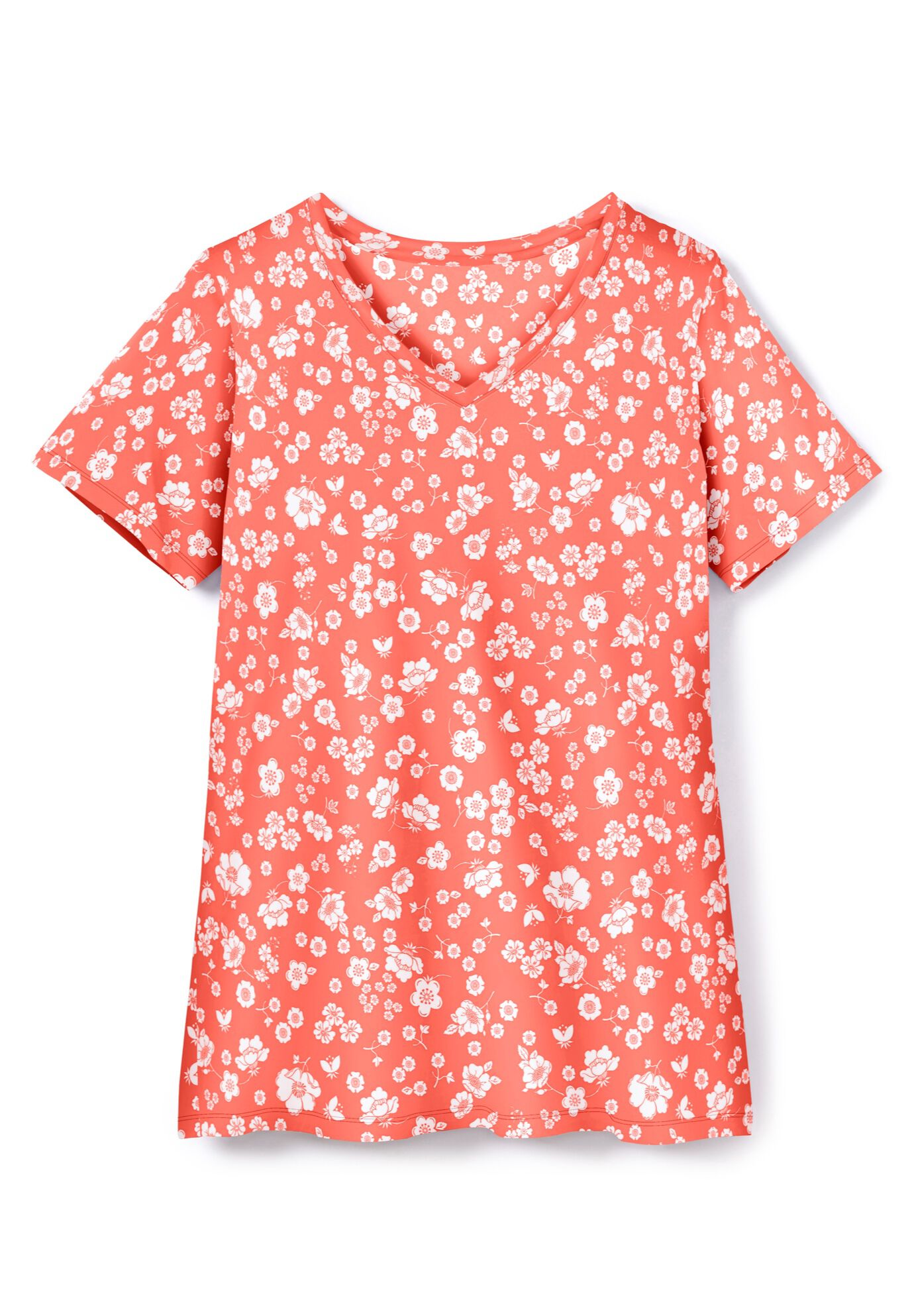 Perfect Printed Short-Sleeve V-Neck Tee, , alternate image number 2
