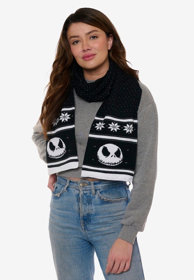 Disney Jack Skellington Nightmare Before Christmas Knit Scarf 70 inches, , alternate image number 2