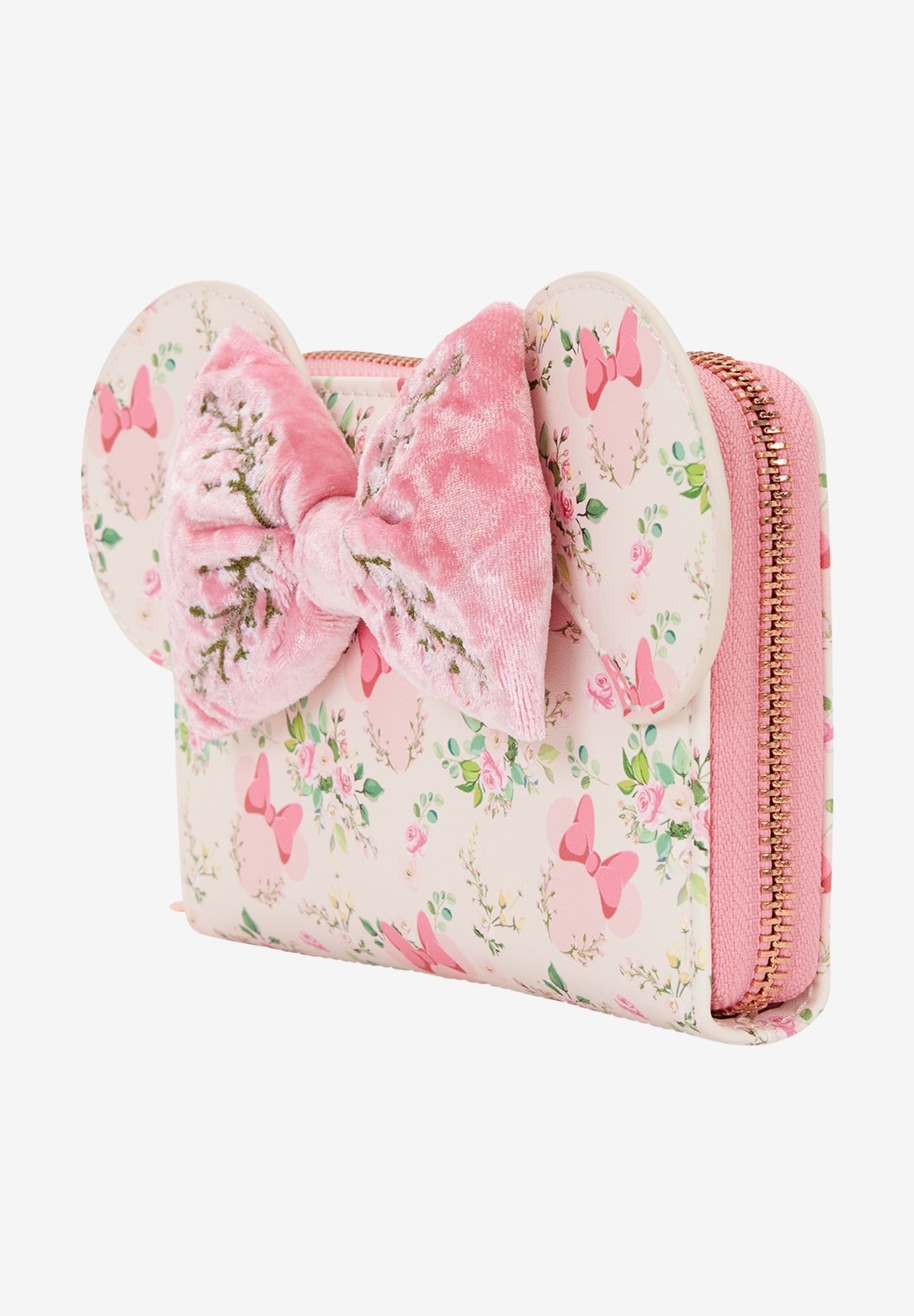 Loungefly x Disney Minnie Mouse Floral Zip Around Wallet, WHITE, alternate image number 3