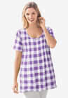 A-Line Knit Tunic, PURPLE ORCHID BUFFALO PLAID, hi-res image number null