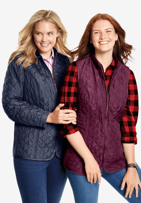 Zip-Front Quilted Vest, , alternate image number null