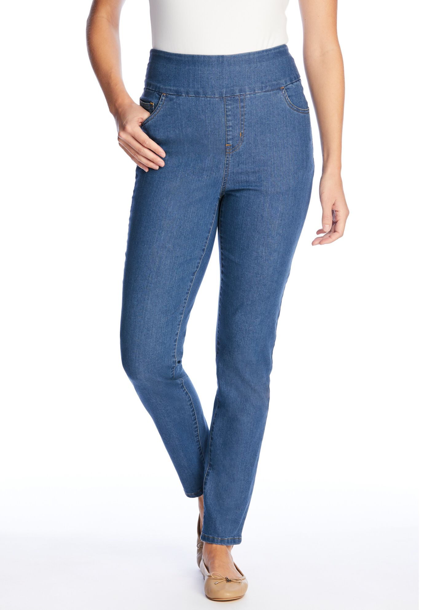 woman within pull on jeans