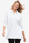 Long-Sleeve Polo Shirt, WHITE NAVY DOT, hi-res image number null