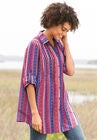 Pintucked Print Tunic Shirt, , alternate image number null