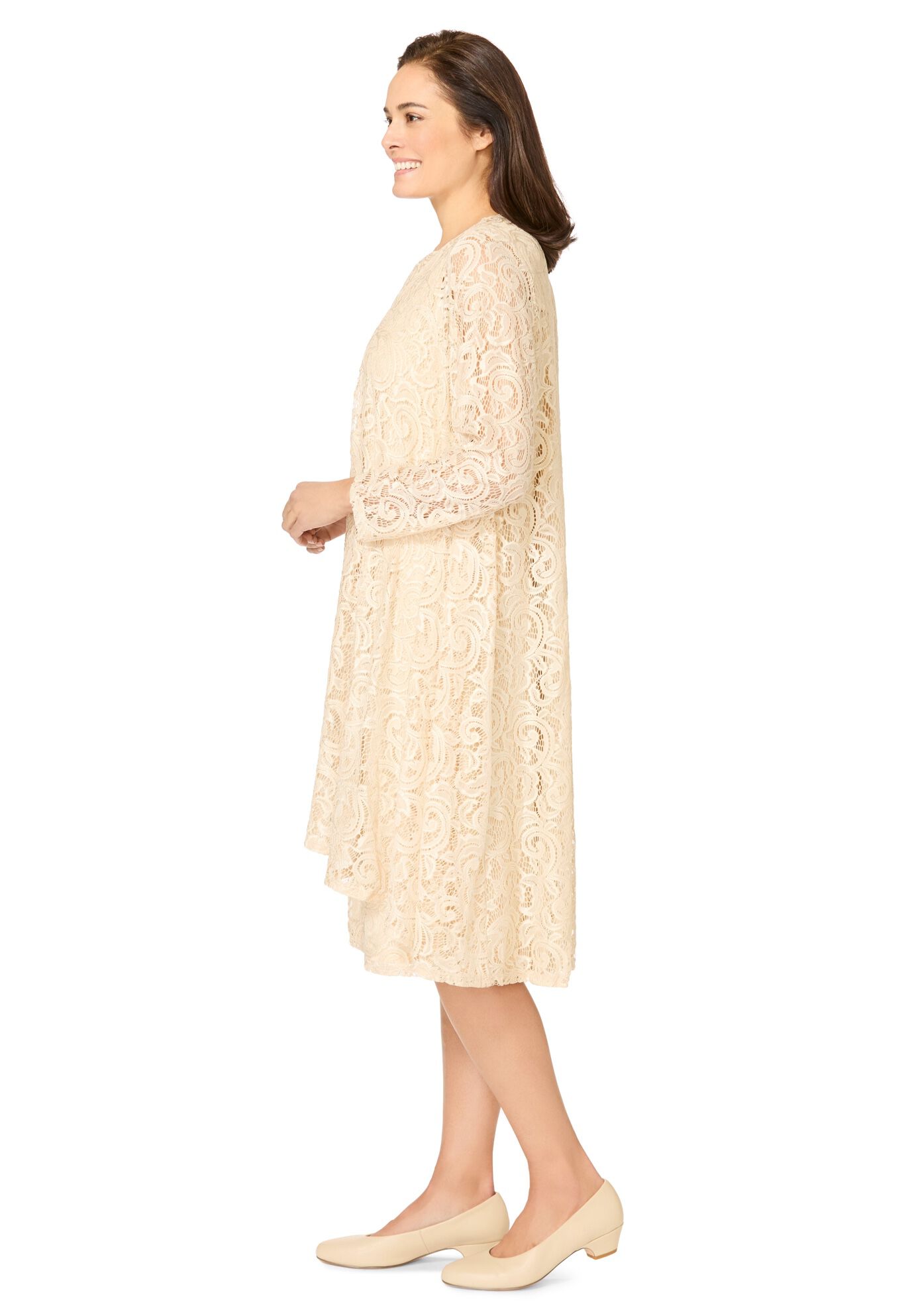 2 piece Lace Jacket Dress, MOCHA, alternate image number 2