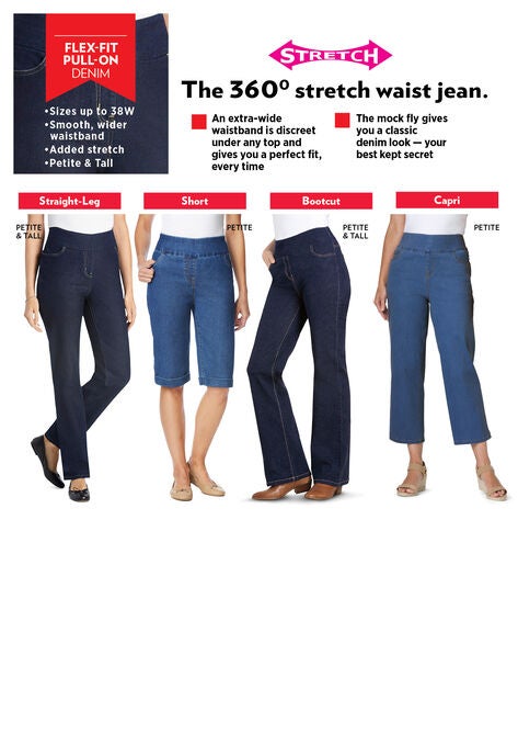 Flex-Fit Pull-On Denim Capri | Woman Within