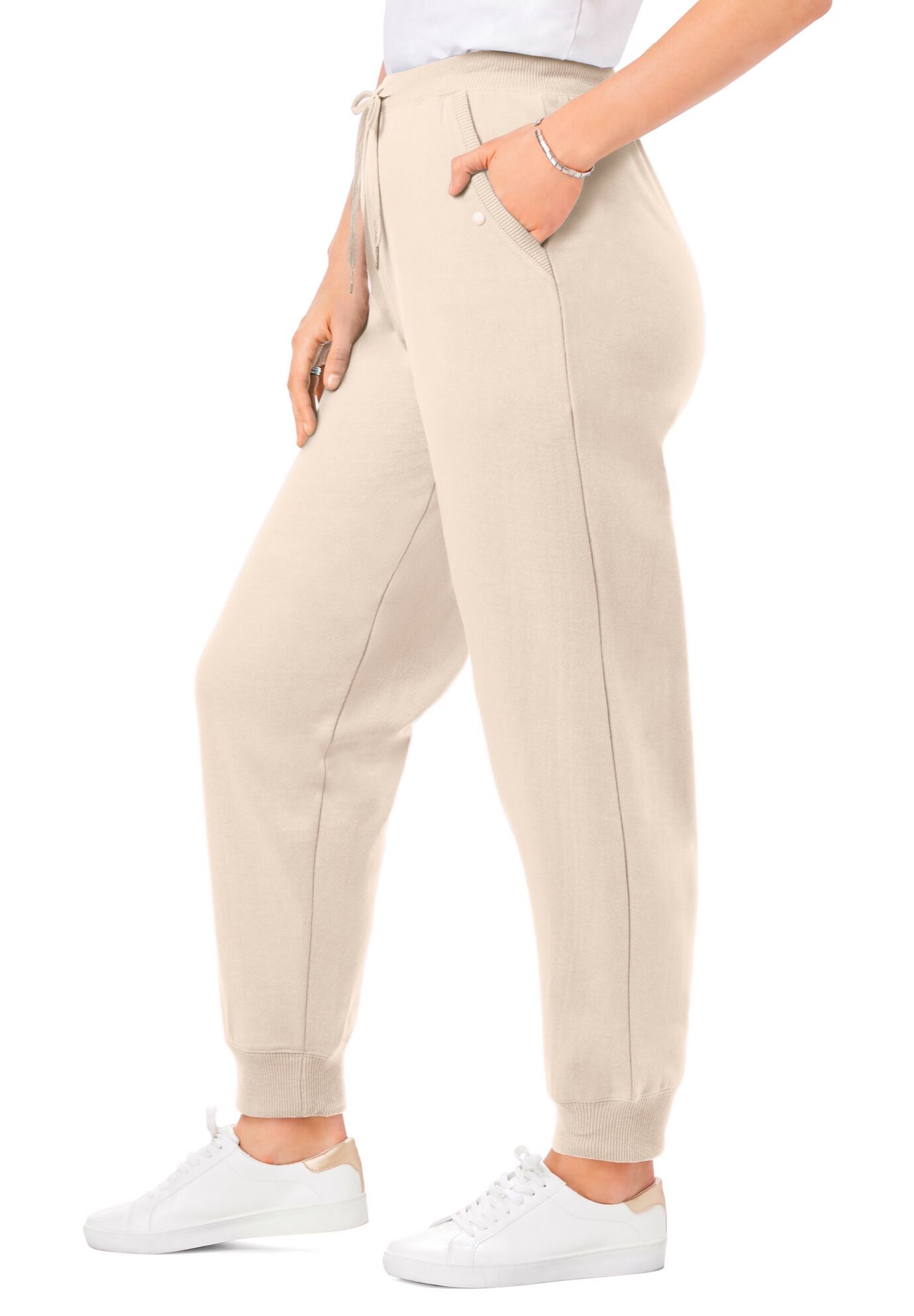 Better-Fleece Pull-On Jogger Sweatpants, OATMEAL, alternate image number 2
