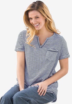 Short-Sleeve Notch-Neck Tee