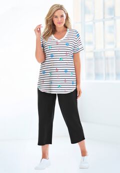 Two-Piece V-Neck Tunic & Capri Set