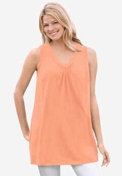 Perfect Sleeveless Shirred V-Neck Tunic
