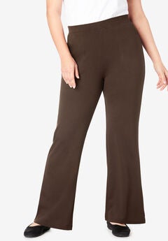 Stretch Ponte Knit Pull-On Wide-Leg Pants