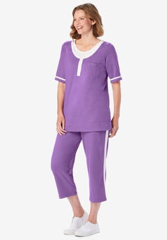 Contrast Stripe Capri Set