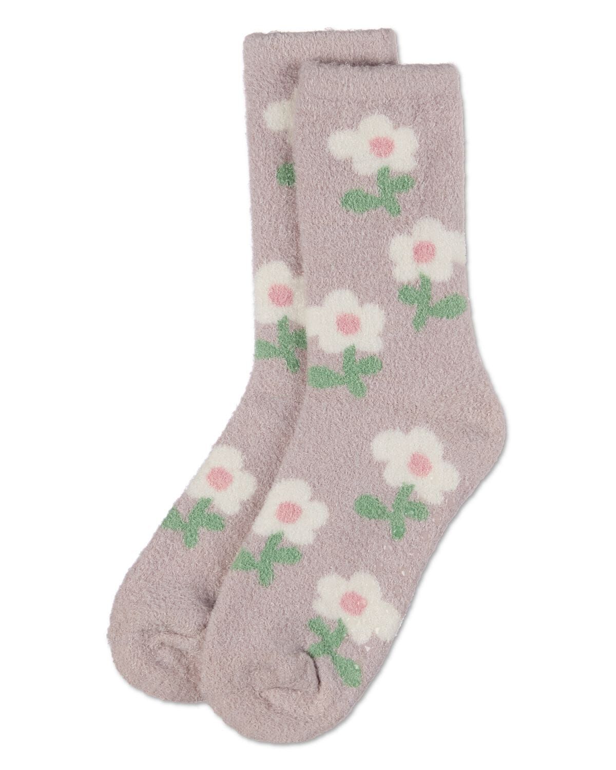 Women&#39;s Flower Aloe Infused Crew Socks, BEIGE, alternate image number 2