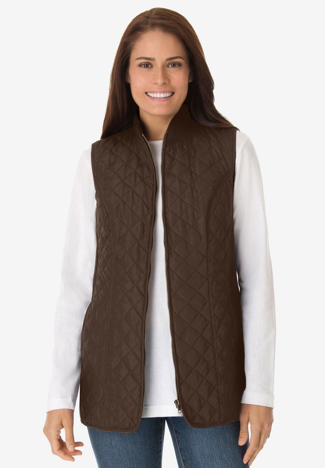 Woman within quilted vests store