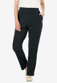 7-Day Knit Ribbed Straight-Leg Pull-On Pants