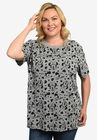 Disney Women's Minnie Mouse Hearts All-Over T-Shirt Gray, , alternate image number null