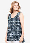 High-Low Tank, NAVY WATERCOLOR TILE, hi-res image number null