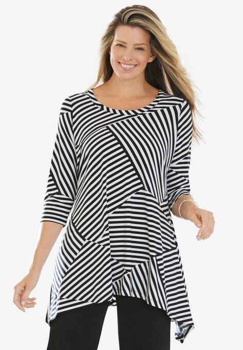 The Sharkbite Tunic, BLACK PATCH STRIPE, hi-res image number null
