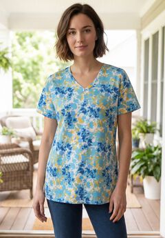 Perfect Printed Short-Sleeve V-Neck Tee