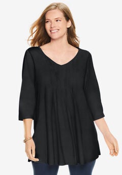 V-Neck Pintucked Tunic