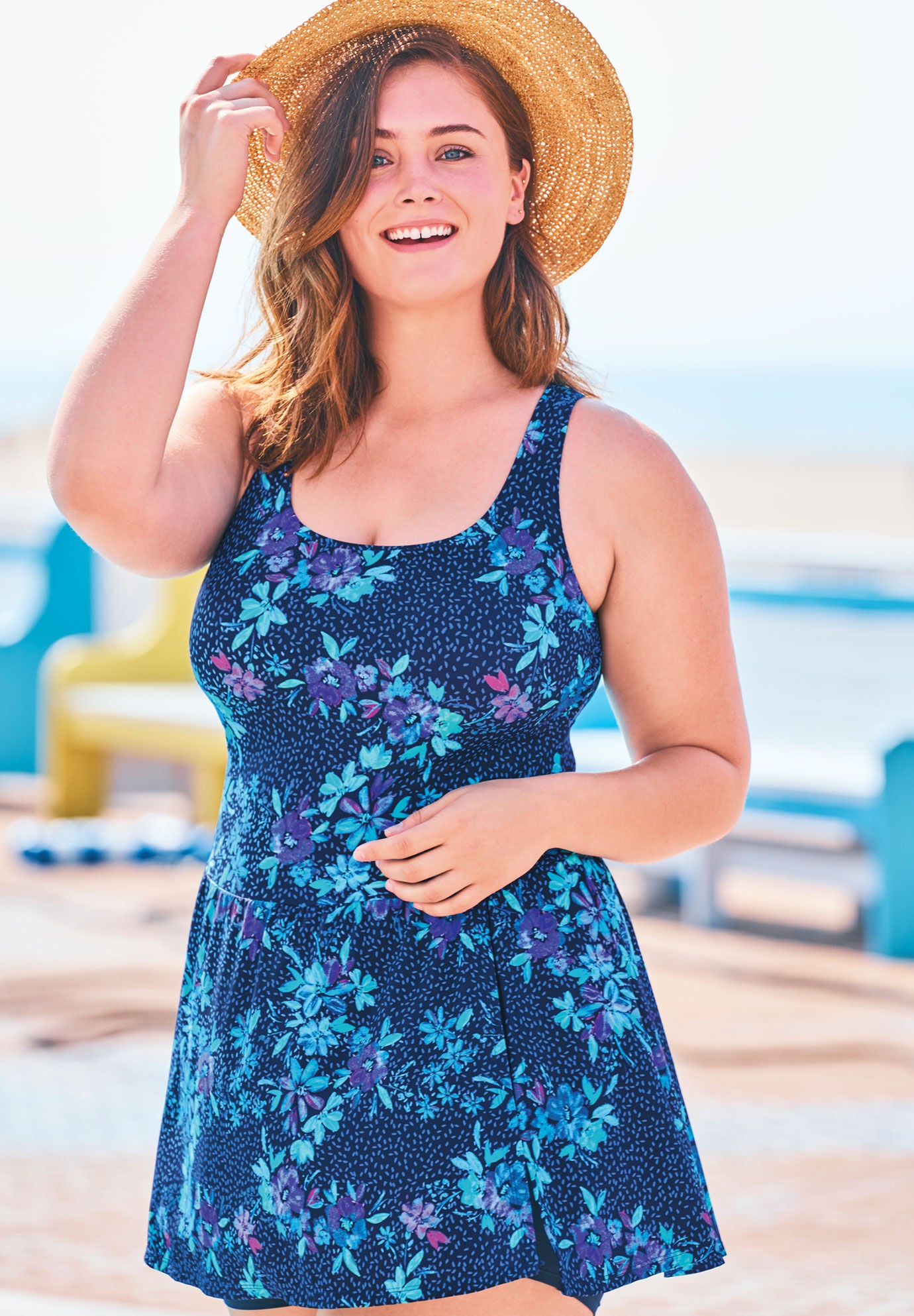 woman within swim dresses