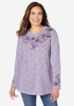 Floral Embroidered Sweatshirt Tee