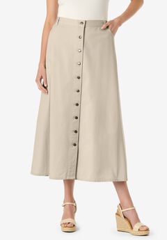 Perfect Cotton Button Front Denim Skirt