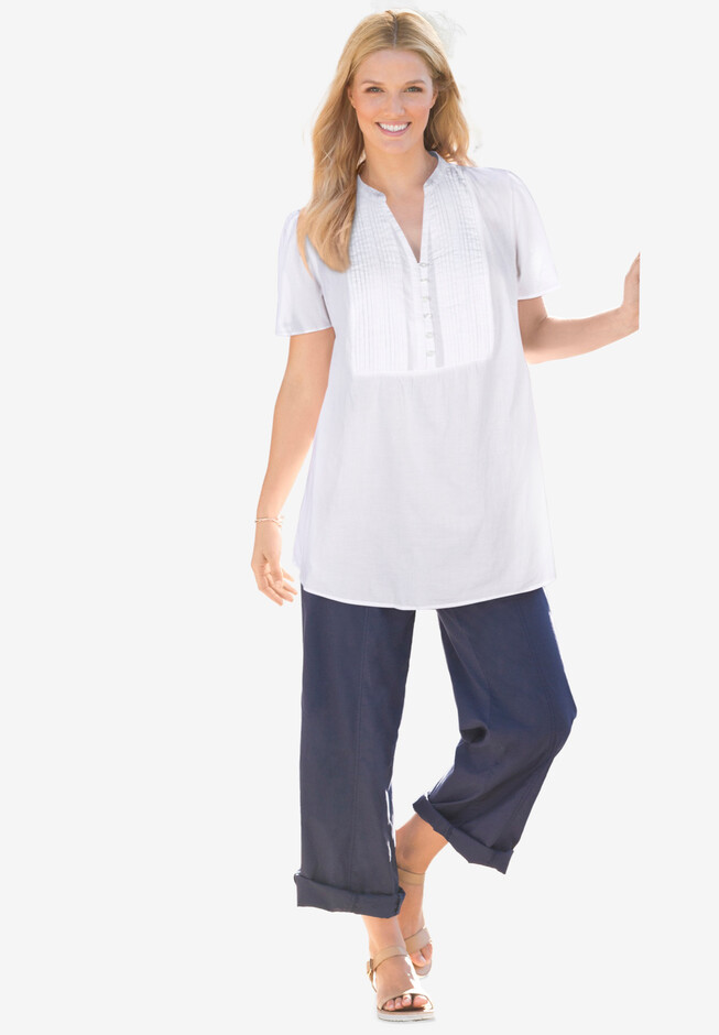 Pintucked Half-Button Tunic | Woman Within
