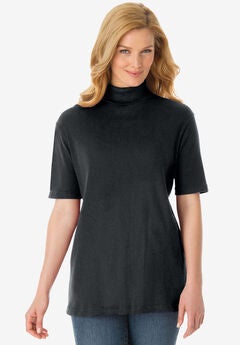 Plus Size Black Short Sleeve Tops