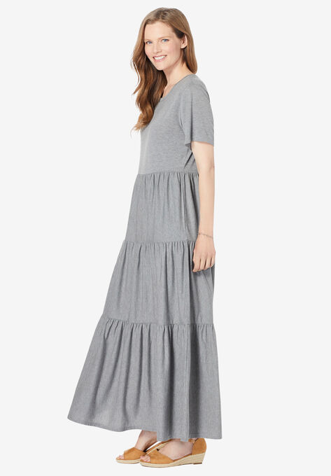 Short-Sleeve Tiered Dress, , alternate image number null