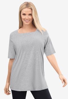 Perfect Elbow-Sleeve Square-Neck Tee