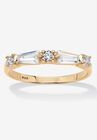 Gold Over Sterling Silver Round Wedding Band Ring Cubic Zirconia, CUBIC ZIRCONIA, hi-res image number null