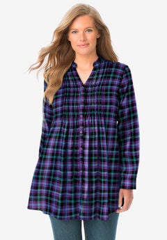 Pintucked Flannel Shirt