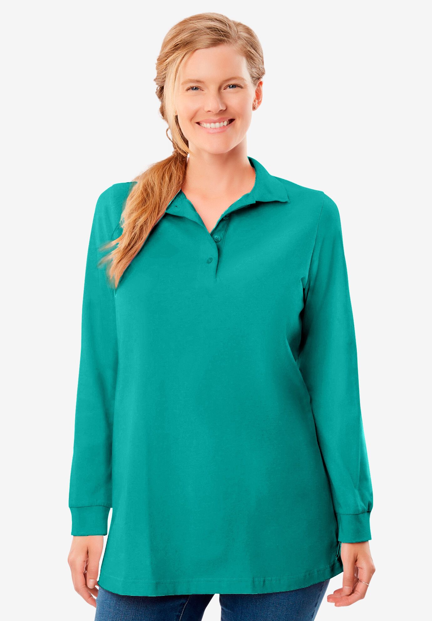 women's plus size navy blue polo shirts