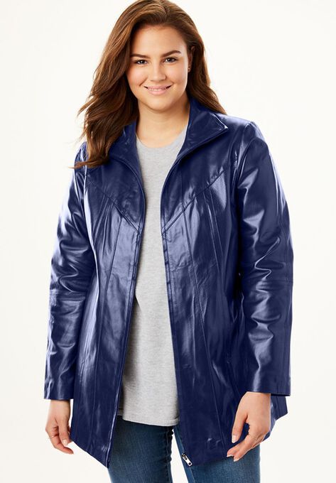 Zip Front Leather Jacket Plus Size Woman Within Zip Front Leather Jacket