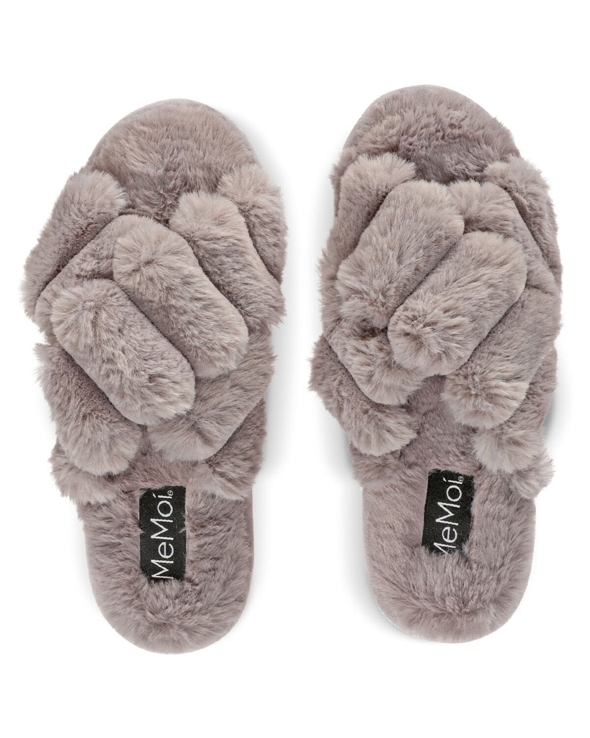 Women's Double Cross Plush Slippers, GRAY, alternate image number 2