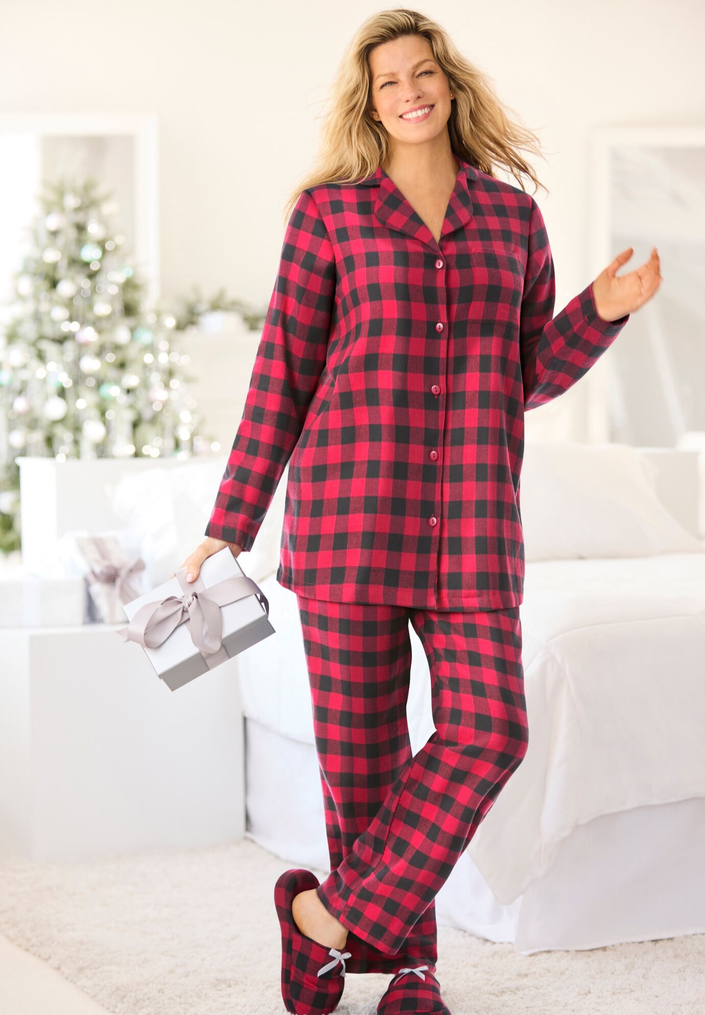 Red Buffalo Flannel PJ Set and Slipper, , hi-res image number 0