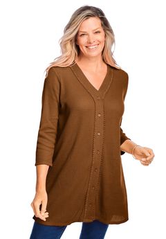 Thermal Button-Front Tunic