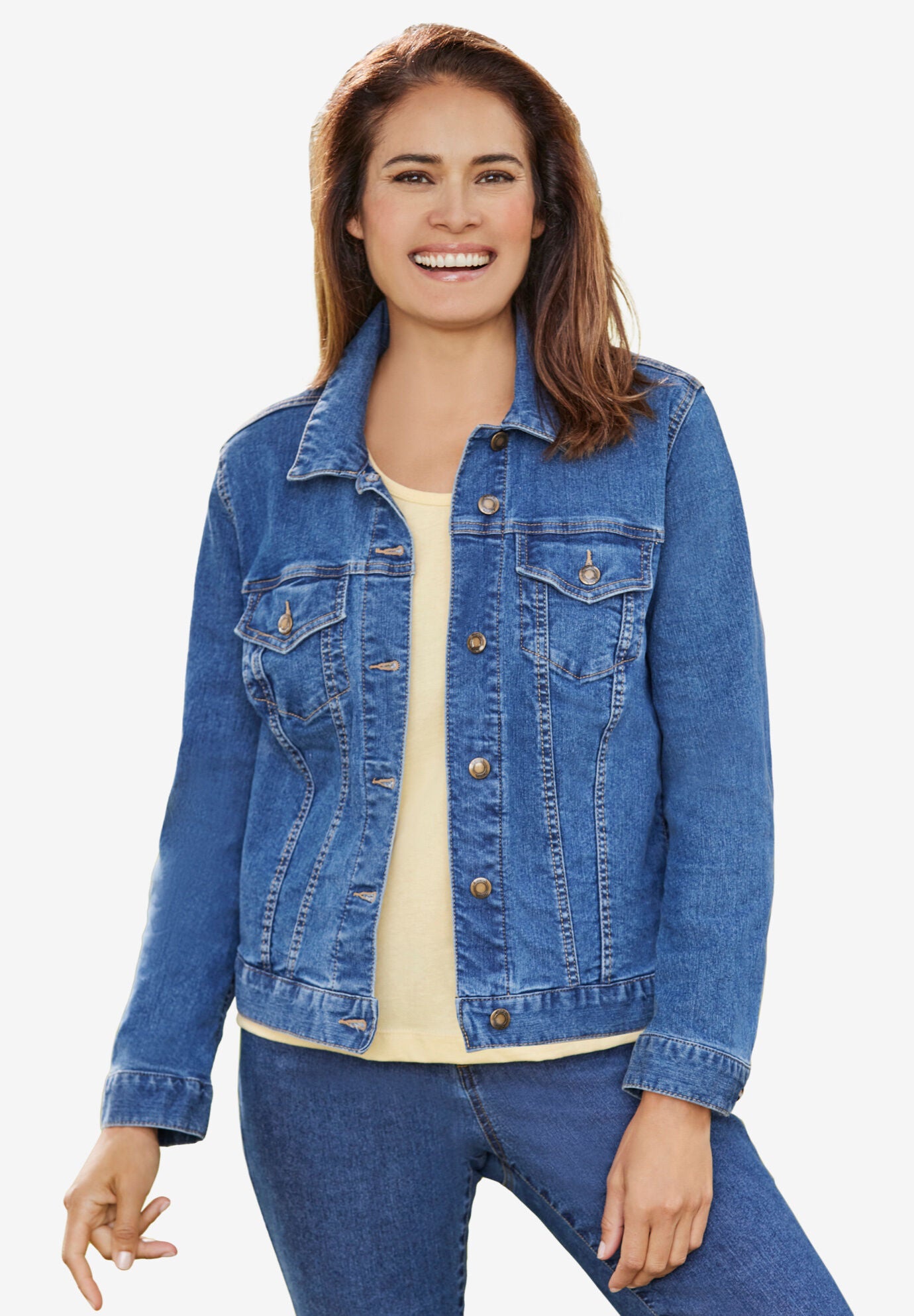 plus size stretch jean jacket