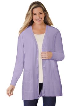 Perfect Longer-Length Cotton Cardigan Sweater
