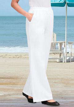 Perfect Elastic-Waist Wide-Leg All-Cotton Pull-On Denim Jeans