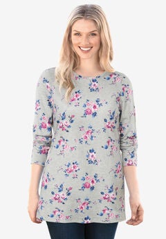 Perfect Printed Long-Sleeve Crewneck Tee