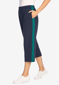 Side-Stripe Cotton French Terry Capri