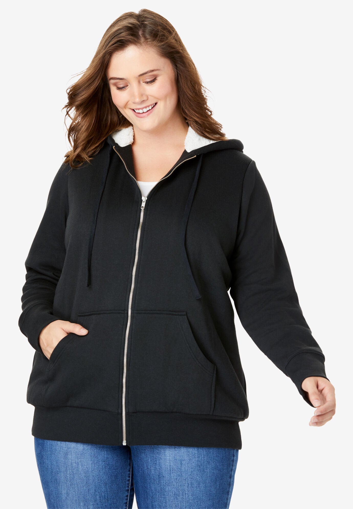 Plus size sherpa lined hoodie