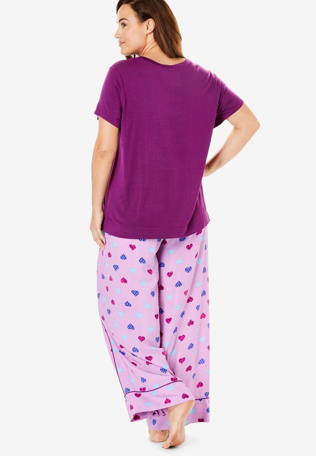 Wide Leg Pant PJ Set by Dreams & Co.®, , on-hover image number 1