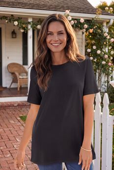 Perfect Short-Sleeve Crewneck Cotton Tee